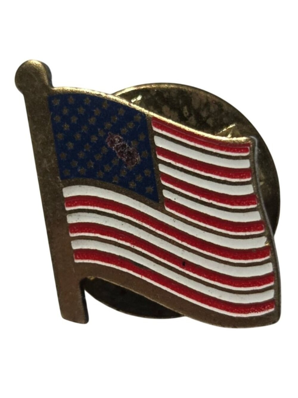 Vintage American Flag Pin Small Gold Tone Enamel Lapel Patriotic Fourth of July